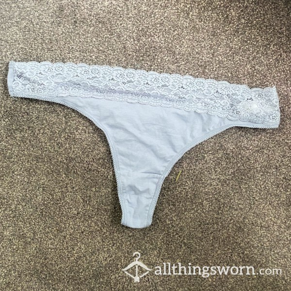 Cute Blue Thong! Cotton And Lace