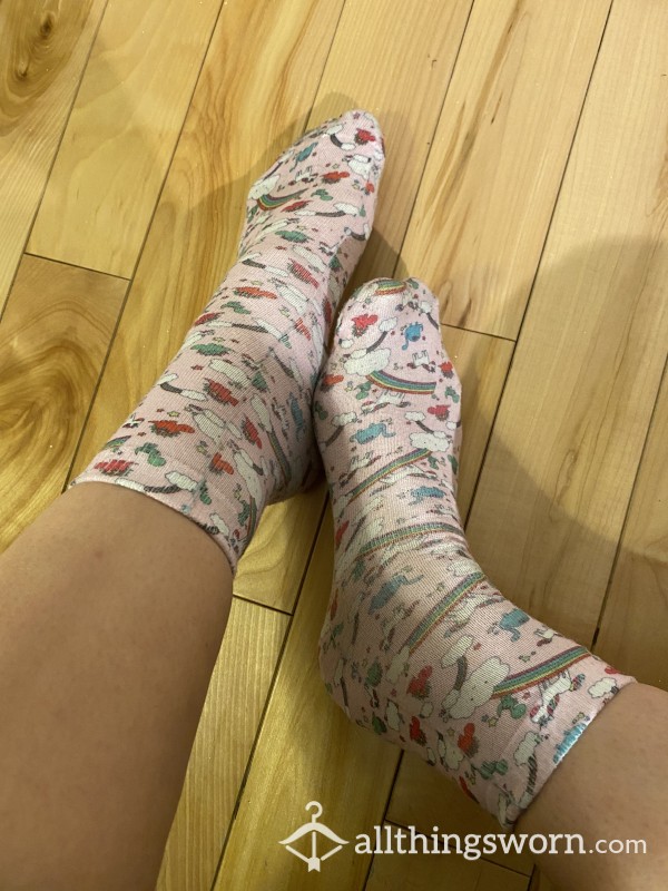 Cute But Smelly Pink Unicorn Well Worn Socks