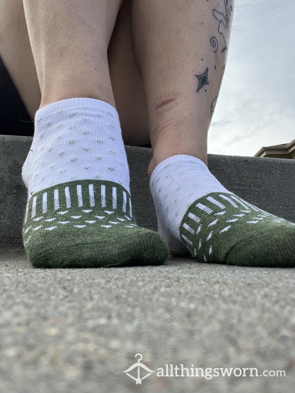 Cute Green And White Socks
