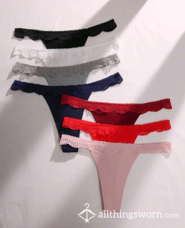 Cute High Cut Thong With Frilly Border, Multiple Colors Available
