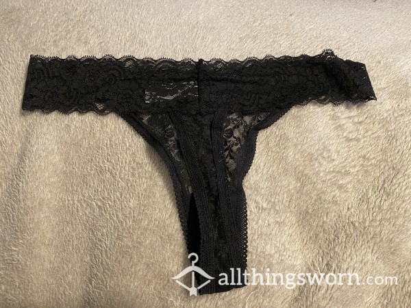 Sexy Lacy Little Black Thong