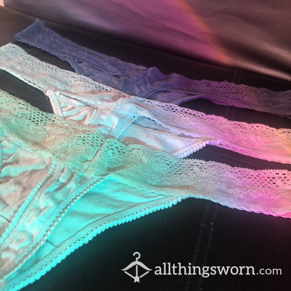 Cute Little Cotton And Lace Thongs, Worn 24hrs <3