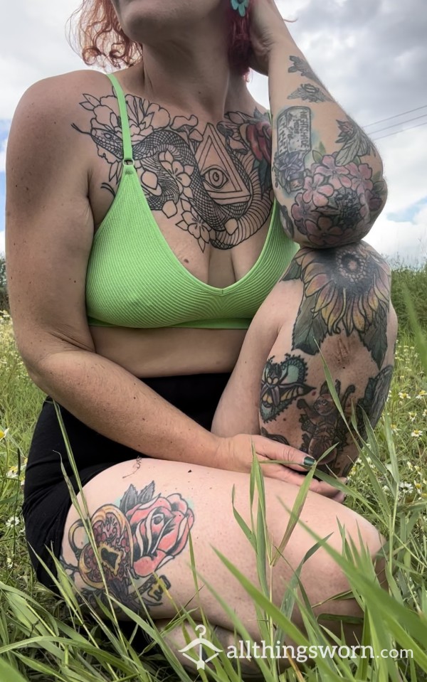 Cute Tattooed Woman, Playing Outdoors Photo Set