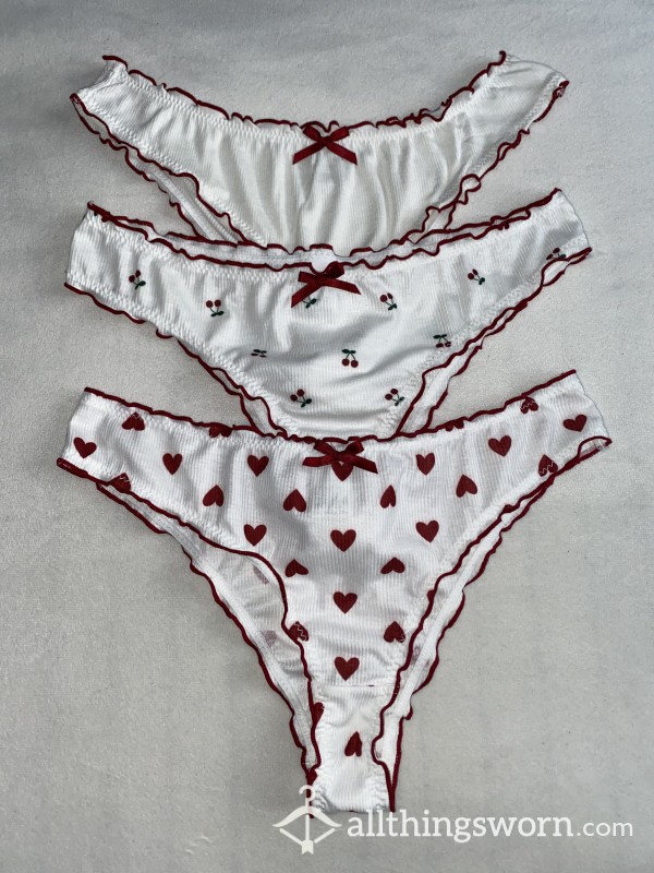 Cute Panties With Bow Front 🎀 & Lettuce Trim Choose From ❤️ Print 🍒 Print Or Plain 48hr Wear 💋