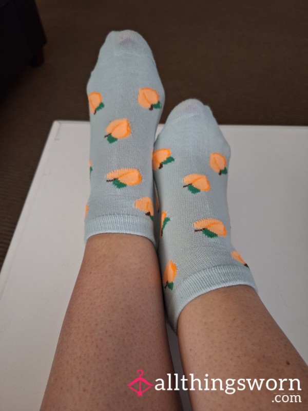 Cute Peach Print Ankle Socks