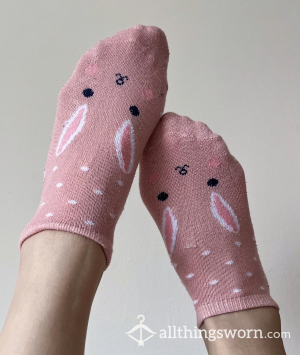 Cute Pink Bunny Ankle Socks