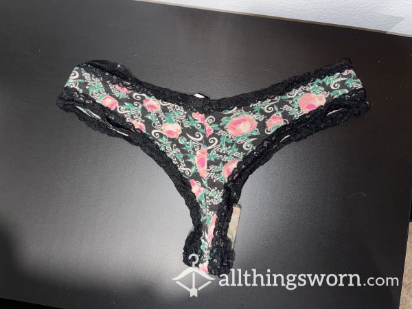 Cute Print Cheeky Panties With Black Lace 🖤
