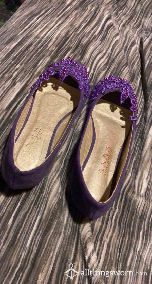 Cute Purple Old Flat Shoes