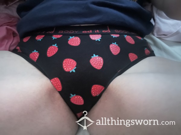 Cute Strawberry Print Black Cotton Panties $30aud