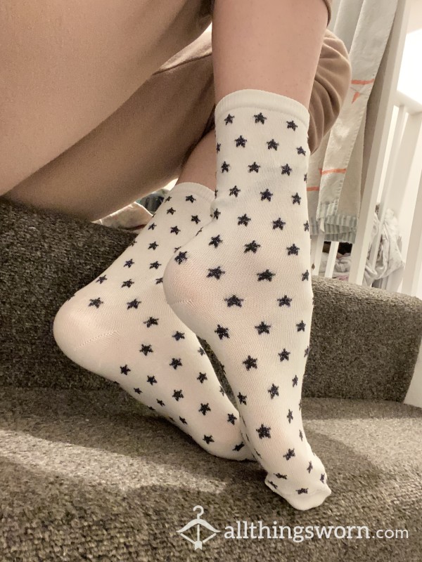 Cute Student Worn Star Socks! Check Listing For More Pictures And Sock Colours!