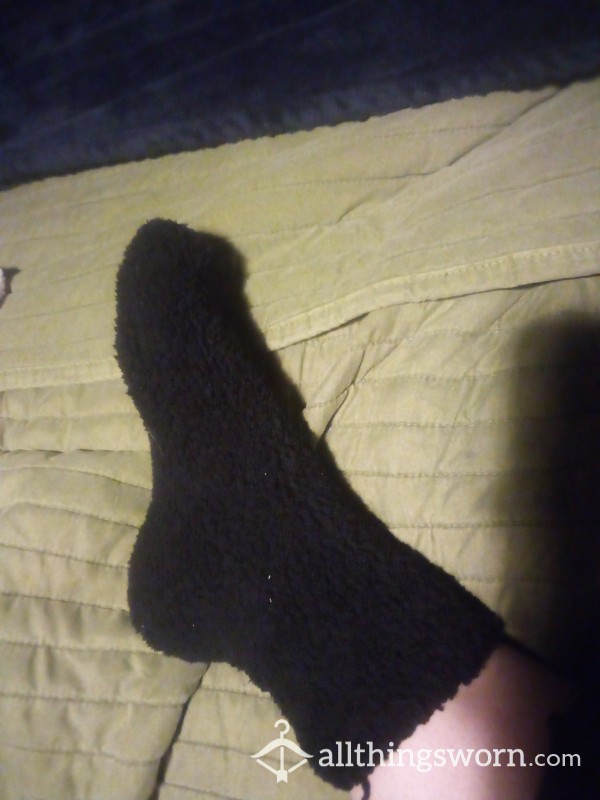 Cute Super Soft Black Socks Fuzzy Customizable As To How Long They've Been Worn
