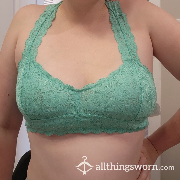 Cute Turquoise Well-Worn Bra D Cup