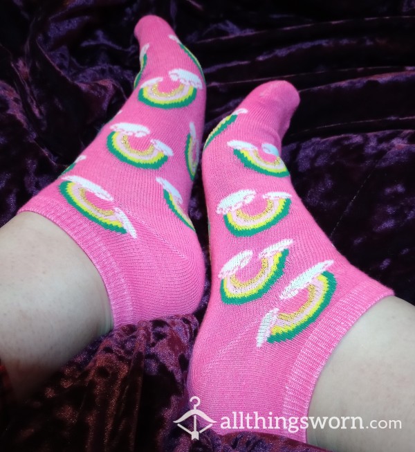 Cute 🌈 Rainbow Ankle Socks 💕 Worn Just For You