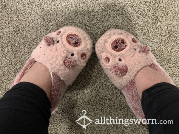 Cute Well-Worn Pig Slippers