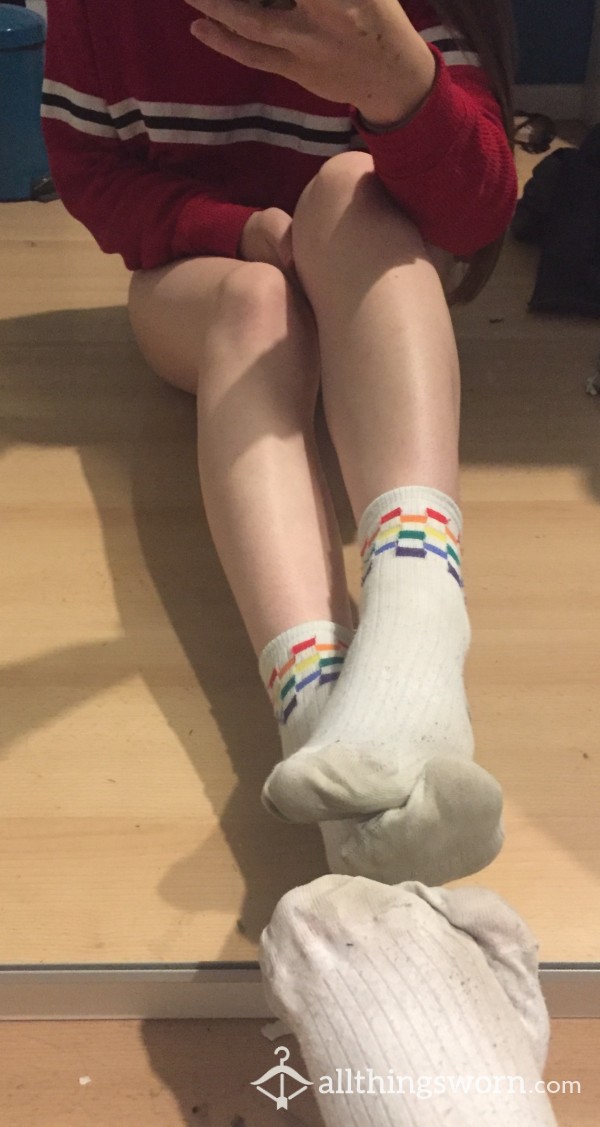 Cute Well Worn Rainbow Pattern Socks