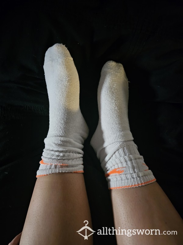 Cute White And Orange Socks