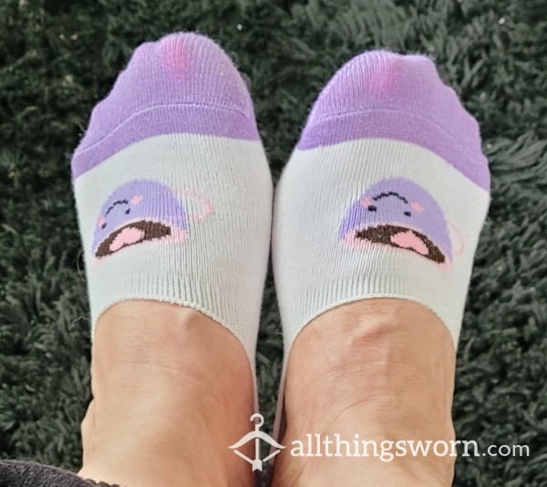 Cute White Purple No Show Socks FREE Shipping In US