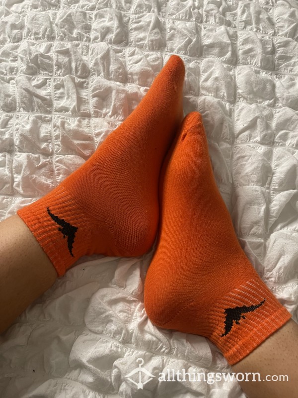 Cute Worn Orange Bat Socks