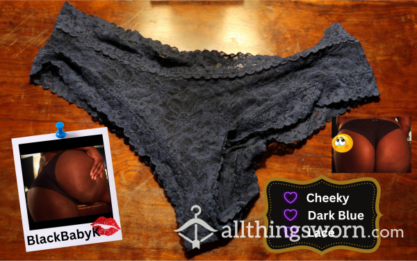 Dark Blue Cheeky Lace Panties | Stick Your Face In It!