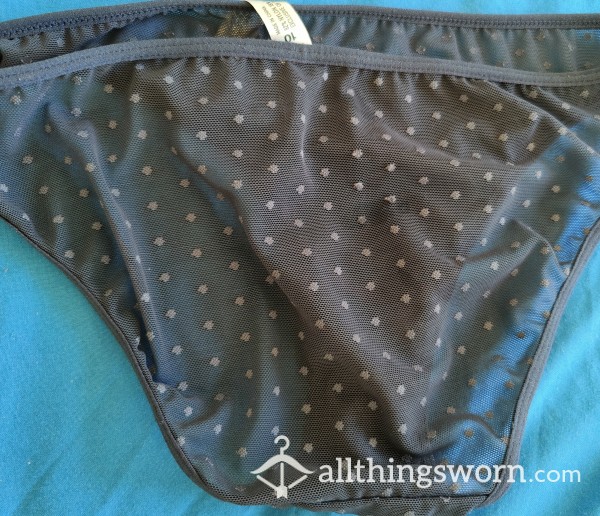 Dark Blue Dotted See-Through Panty