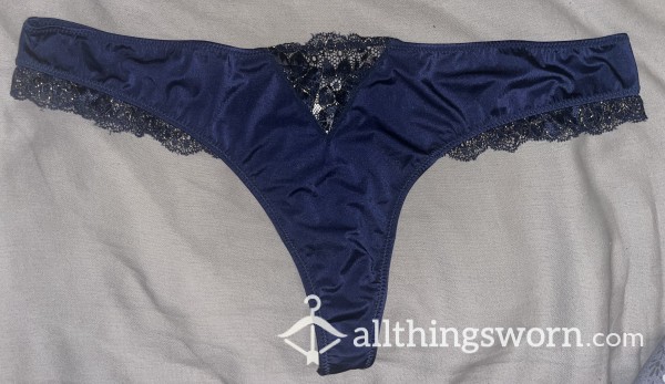 Dark Blue Satin/silk Thongs
