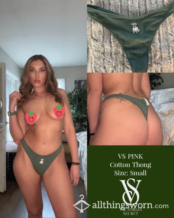 Dark Green VS PINK Thong Size Small - Cotton