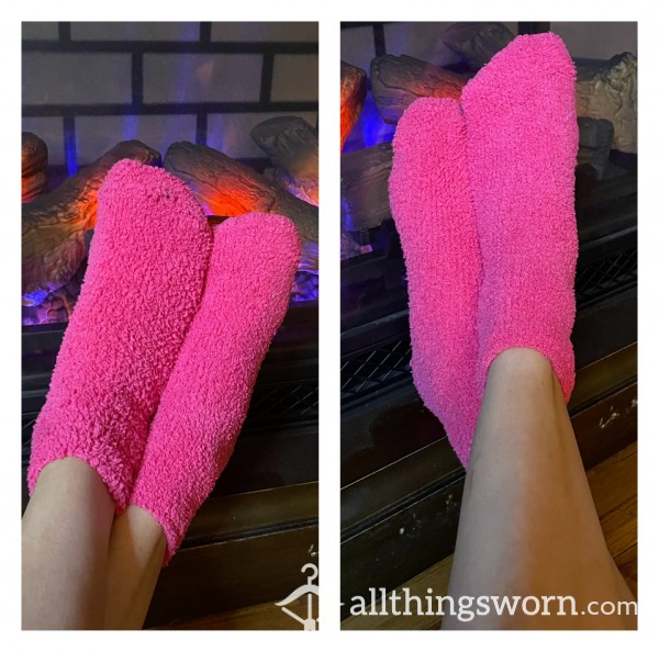 Dark Pink Fuzzy Socks