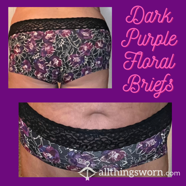 Dark Purple Floral Briefs
