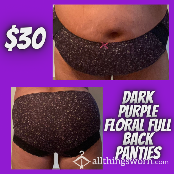 Dark Purple Floral Full Back Panties
