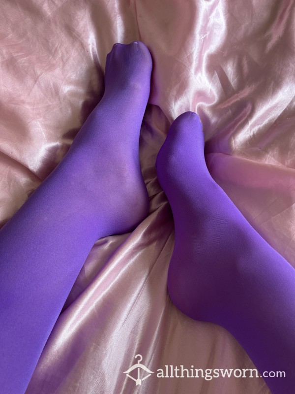 Dark Purple Sexy Worn Thick Opaque Tights 😈💜