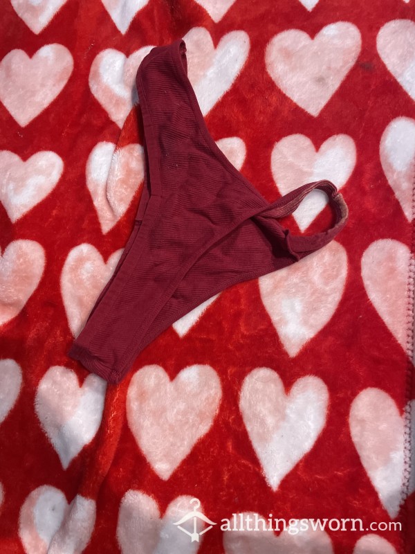 Dark Red Cotton Thong