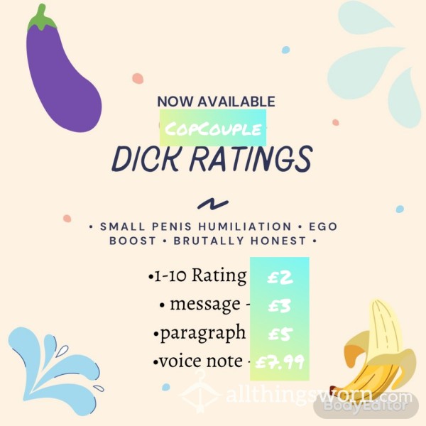 D*ck Ratings. Honest 1-10 Rating 😉
