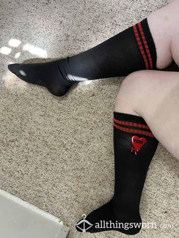 The Matron's "Dead" Red And Black Socks
