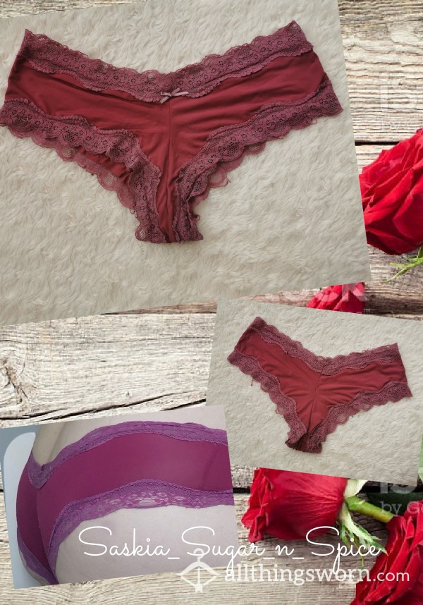 Deep Red Lace Trim Knickers