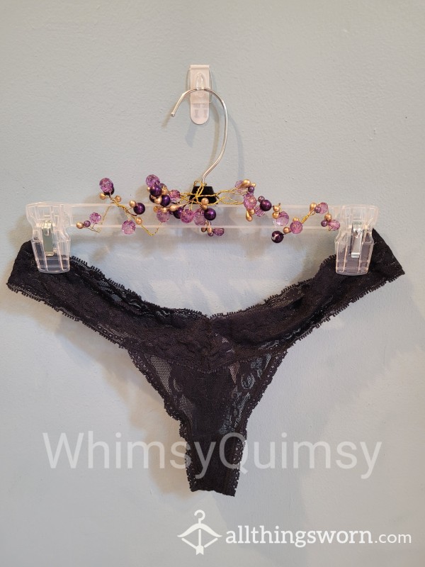 Deliciously Exquisite Black Lace Thong