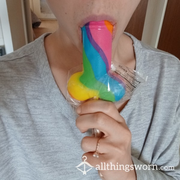 🍭Deliciously Sucked Rainbow Dick Lolly👅🌈