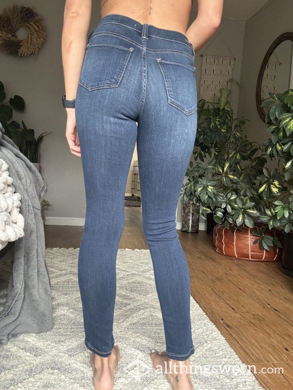 Denim Jeans Skinny Mid Rise Size 25 SP BLACK Light Wash