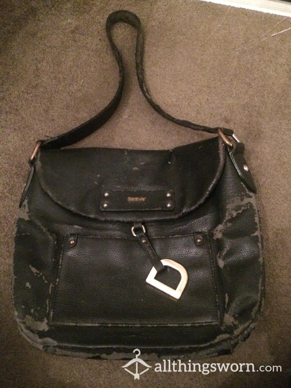 Designer Handbag For The Undeserving - Crumbly, Worn To Death DKNY Bag For A Sissy Slut/sub Loser!!