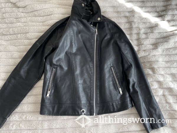 Destroyed Faux Leather Biker Jacket