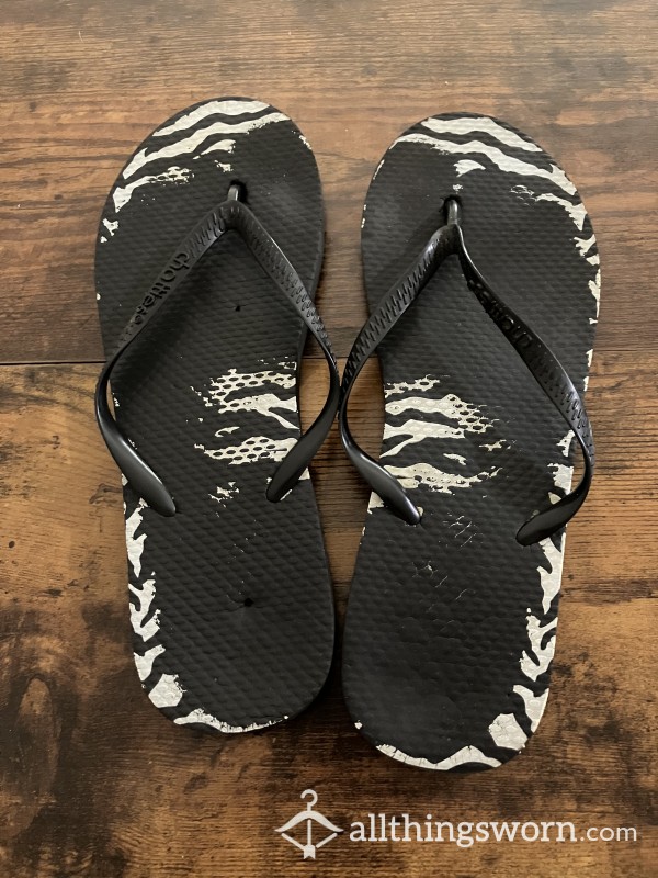 Destroyed Zebra Print Flip Flops - US Shipping Included - Customizable