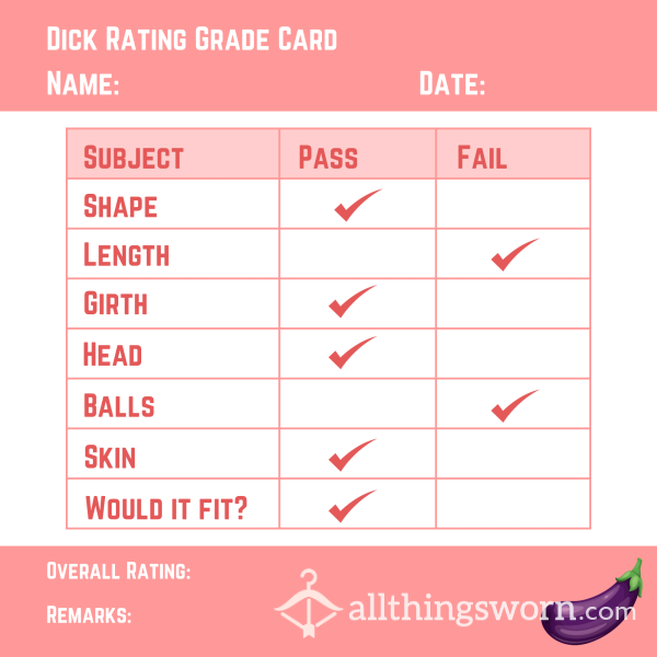 Dick Rating Grading Card
