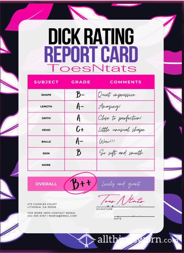 🍆 Dick Report Cards + Ratings!!🥵