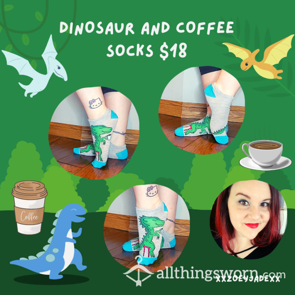Dinosaur Drinking Coffee Socks
