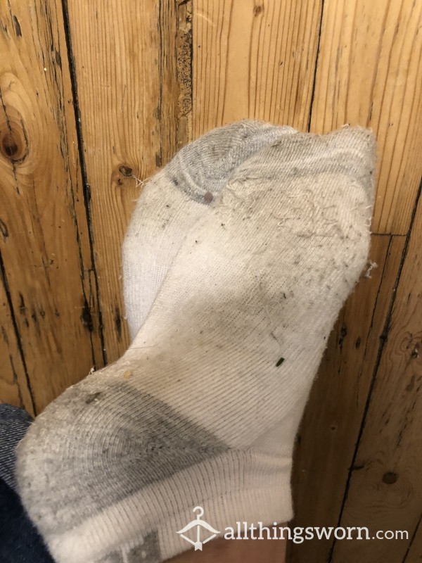 Dirty And Sweaty White Ankle Socks