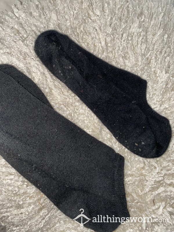 Dirty Black Gym Crew Socks, Extra Sweaty For You