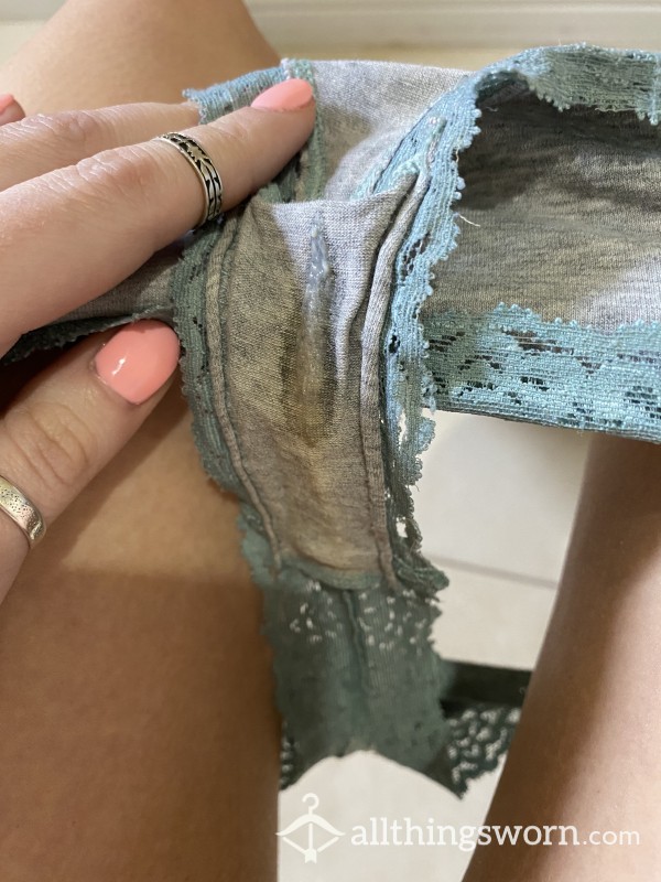 Dirty Blue And Gray Thong