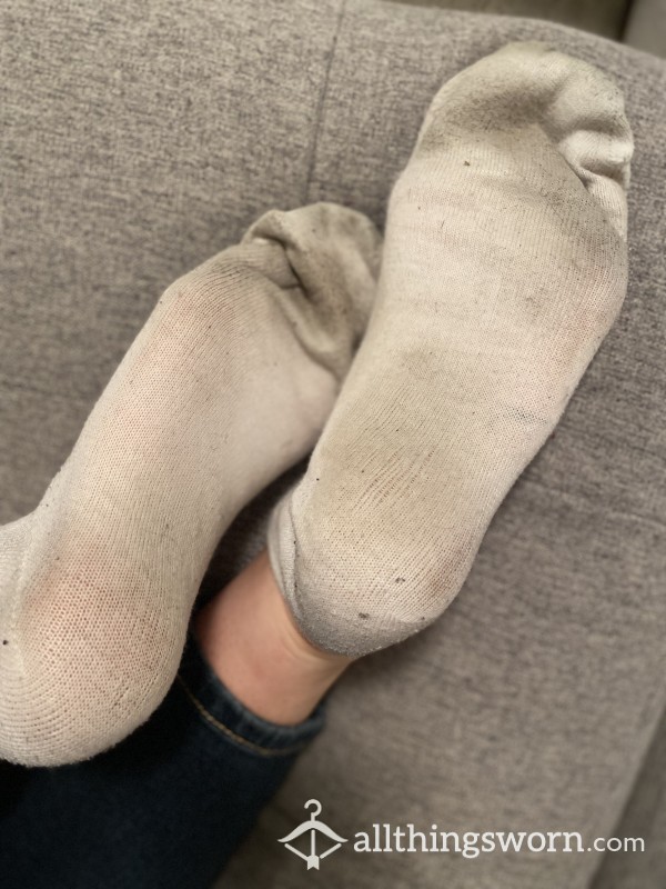 Dirty, Dingy And Smelly White Ankle Socks