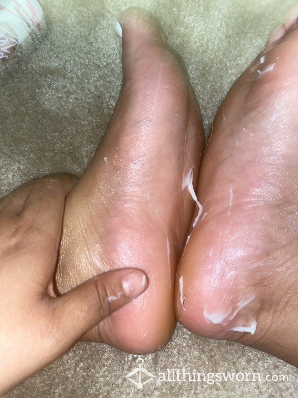 Dirty Feet With Lotion Spread All Over