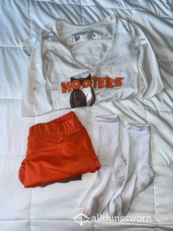 Dirty, Full Hooter's Girl Uniform Pack (top,bottoms,socks,tights)