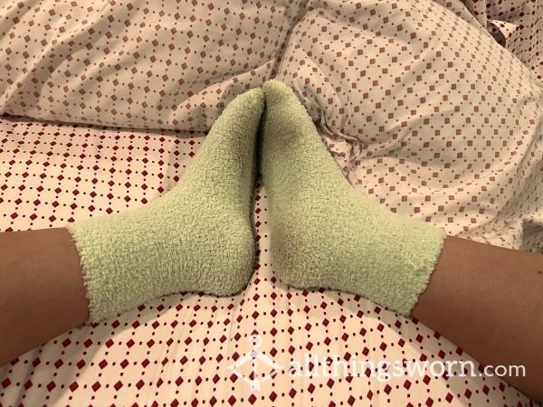 Dirty Green Fuzzy Socks